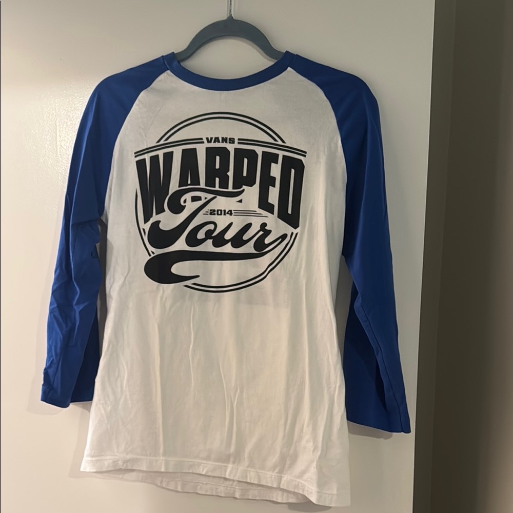 Vans Warped Tour 2014 Official Merch Blue and White Baseball Style Shirt